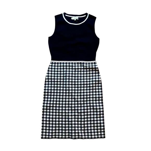 Hobbs London Saffi Knitted Dress Navy Ivory Womens 6 - Picture 1 of 8